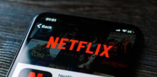 Close-up of a smartphone displaying the Netflix app interface