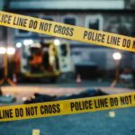 Politician KILLED Days Before Campaign Launch Police line marking a crime scene with emergency lights in the background