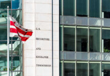 U.S. Securities and Exchange Commission building and flag.