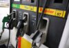 Close-up of a fuel pump with diesel and gasoline options