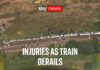 Two people seriously injured as aerial footage shows scale of train derailment