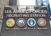 Transgender Troop Ban Faces Court Clash U.S. Armed Forces recruiting station facade with service emblems
