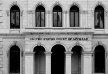 United States Court of Appeals building facade with arched entrance