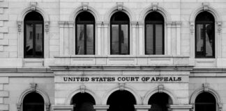 United States Court of Appeals building facade with arched entrance
