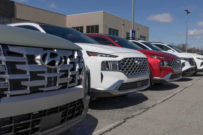 shutterstock_2278147007 Row of SUVs parked at a dealership lot