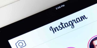 Instagram app interface on a tablet screen